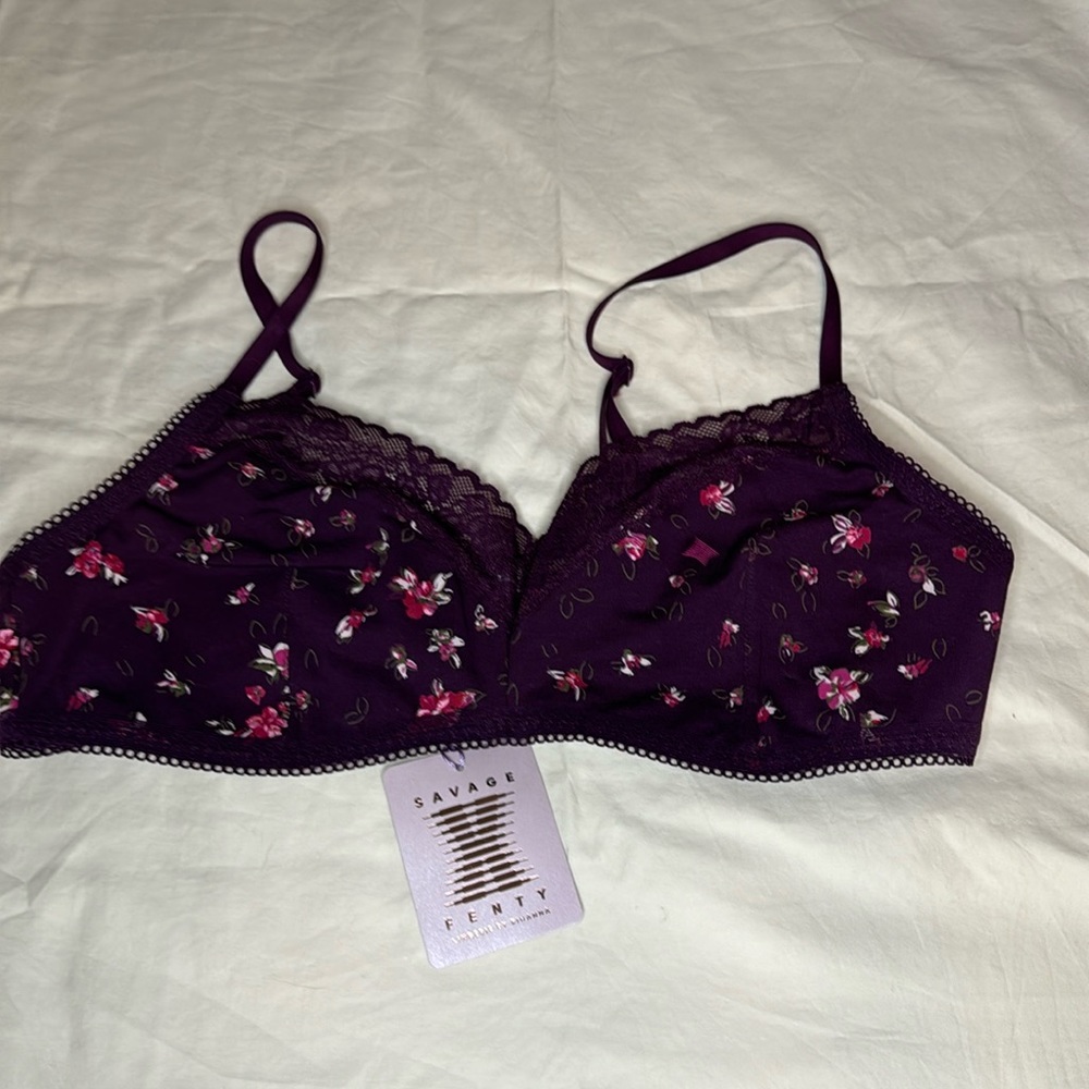 Savage Fenty Cotton Essentials Lace-Trim Bralette XL
